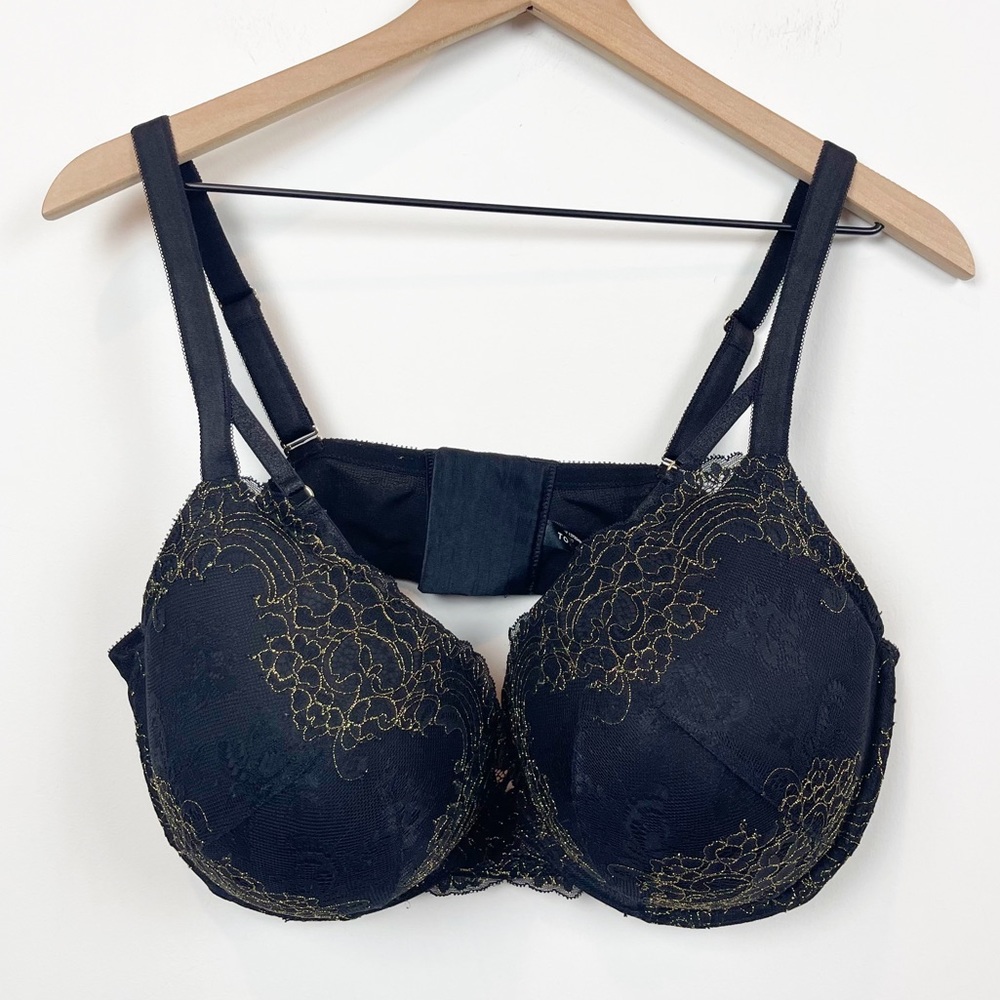 Torrid Curve Black Lace with Gold Detail Padded Bra Size 42DDD
